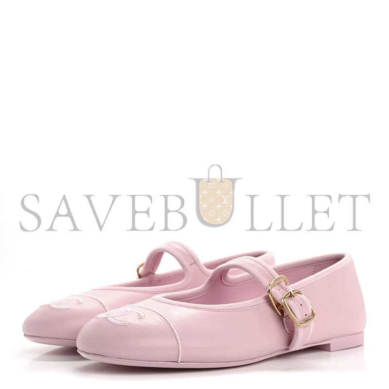 Ch**el lambskin mary jane flats pink